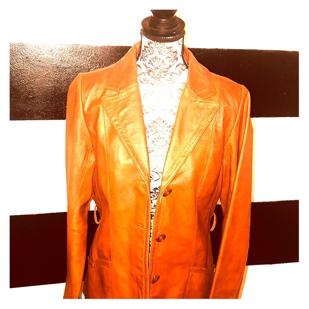 H&M Brunt Orange Leather Jacket